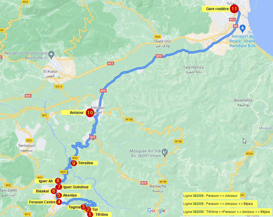 Plan de transport Feraoun Bejaia